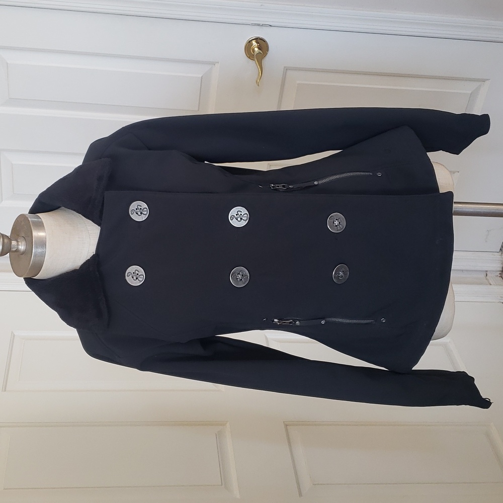 Mountain Hardwear Tuja Peacoat Jacket Black Faux Fur Fleece Waterproof Medium - Picture 2 of 13